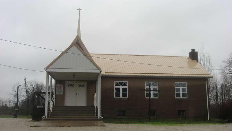Front of Simpson Chapel United Methodist Church, located at 500 W. Simpson Chapel Road north of Bloomngton in Washington Township, Monroe County, Indiana, United States.  It was built in 1950.