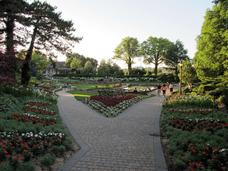 Photo of the Sunken Gardens. The Sunken Gardens are located on the southwest corner of S. 27th Street &amp;amp; Capital Parkway in Lincoln, Nebraska. This photo was taken off of S. 27th &amp;amp; &quot;C&quot; Streets; from near the southeast entrance to the gardens,