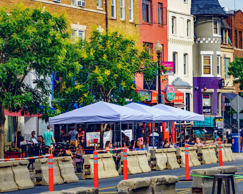 Re-imagined 18th Street in Adams Morgan, Washington, DC USA