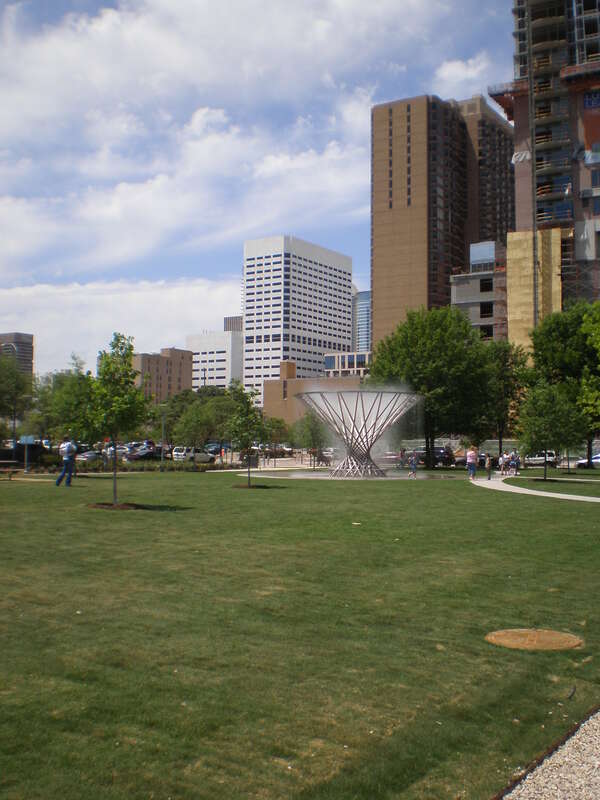 Field of grass at Discovery Green in Houston, Texas.