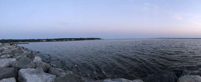 A view of Greenwich Bay from the edge of Oakland Beach, Rhode Island, neighboring Warwick.