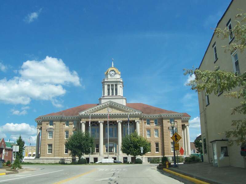 The public square in jasper, indiana with historic building