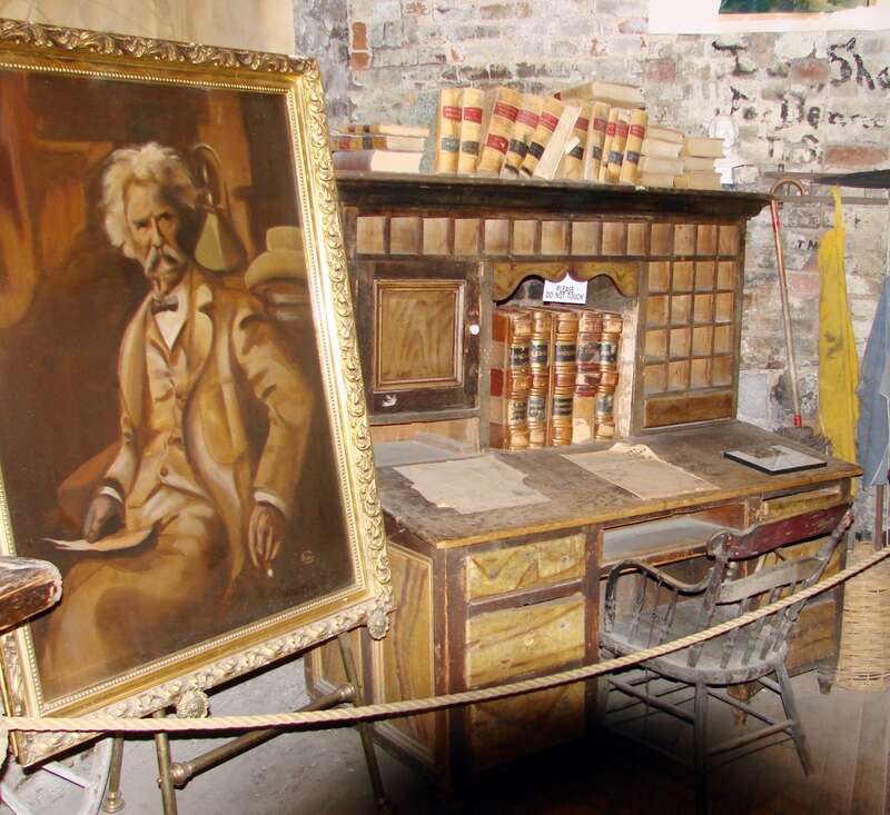 (1 in a 5-picture set)
Supposedly this is the desk where Samuel Clements, AKA Mark Twain, wrote while working at the Silver City, NV, Territorial Enterprise.  It is fascinating to stand there and imagine him as an adventurous young man.