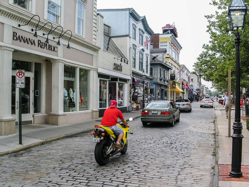 Thames Street in Newport, Rhode Island, USA