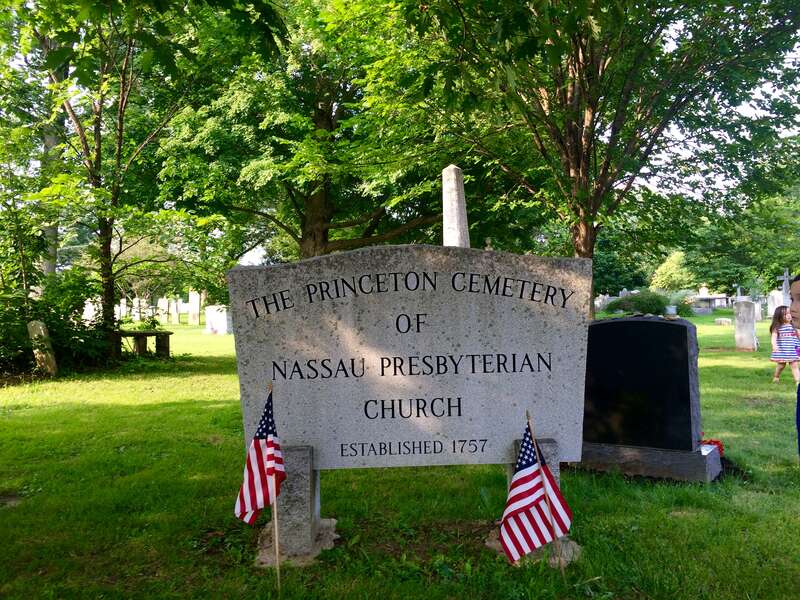 The sign of the Princeton Cemetery in Princeton, New Jersey, resting place of many notable individuals.