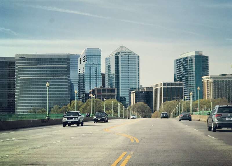 Rosslyn Skyline in April 2018 seen from the Key Bridge.