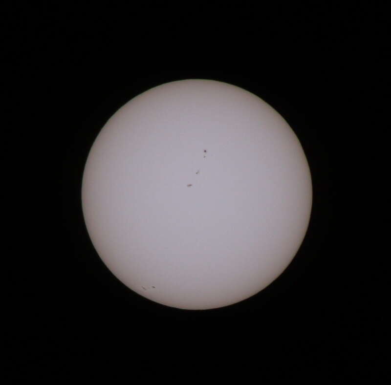 Using the home-made Baader filter.

Some nice sunspots.