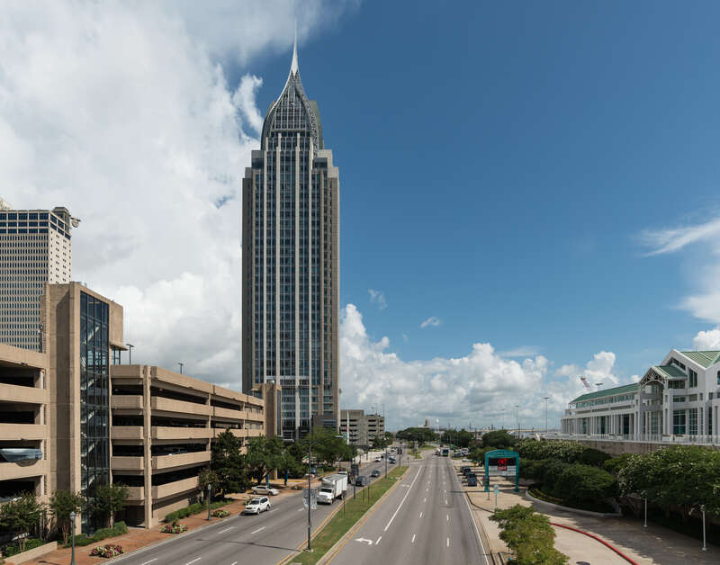 A view of South Water Street, Mobile, Alabama, looking north