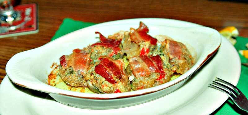 Clams Casino.... Clams, stuffing, and bacon... GREAT!