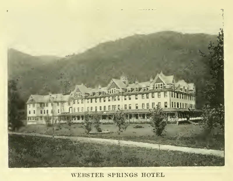 Photograph of Webster Springs Hotel in Webster Springs, WV, that appeared in Baltimore &amp;amp; Ohio Railroad Company's Book of the Royal Blue, April 1909, Vol. 12 No. 07, Page 14