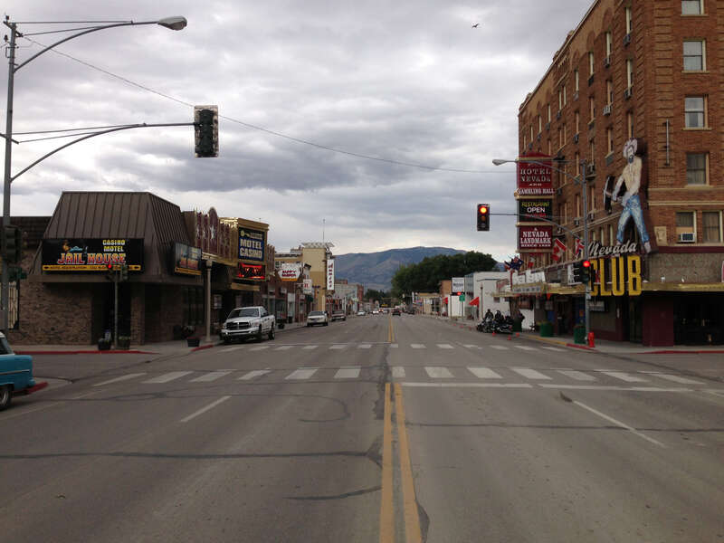View east along U.S. Route 50 about 66.2 miles east of the Eureka County line in downtown Ely, Nevada