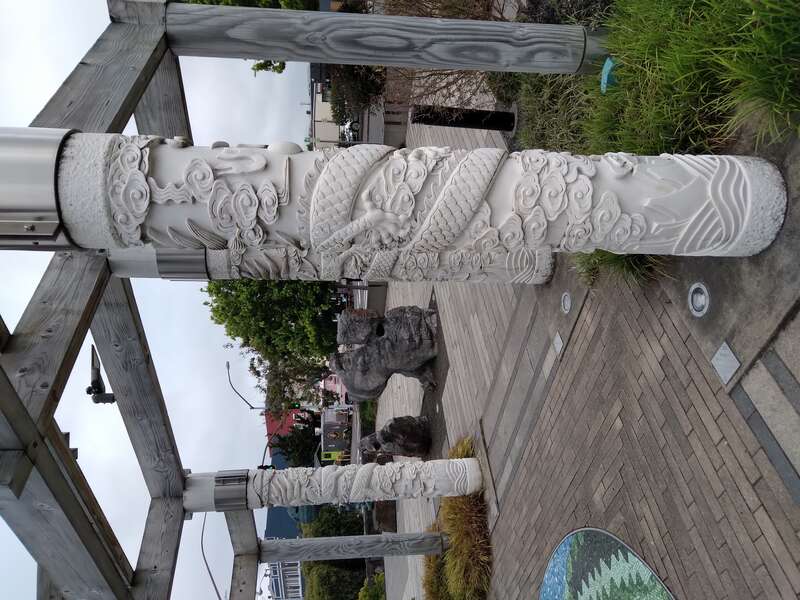 Art on Column at Garden of Surging Waves, Astoria, Oregon