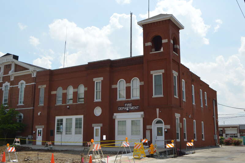Front of the Collinsville City Hall and Fire Station, located at 125 S. Center Street in Collinsville, Illinois, United States.  Built in 1885, it is listed on the National Register of Historic Places.