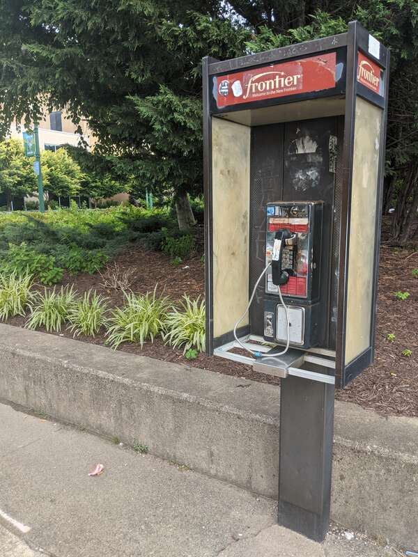 Frontier pay phone in downtown Charleston, West Virginia.