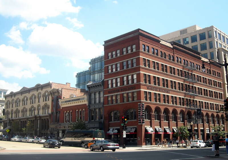 International Spy Museum at 800 F Street, NW in the Penn Quarter neighborhood of Washington, D.C. The entire block of F Street between 8th and 9th is listed on the National Register of Historic Places.