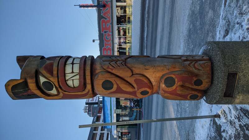 totem pole on 4th ave of anchorage, ak
