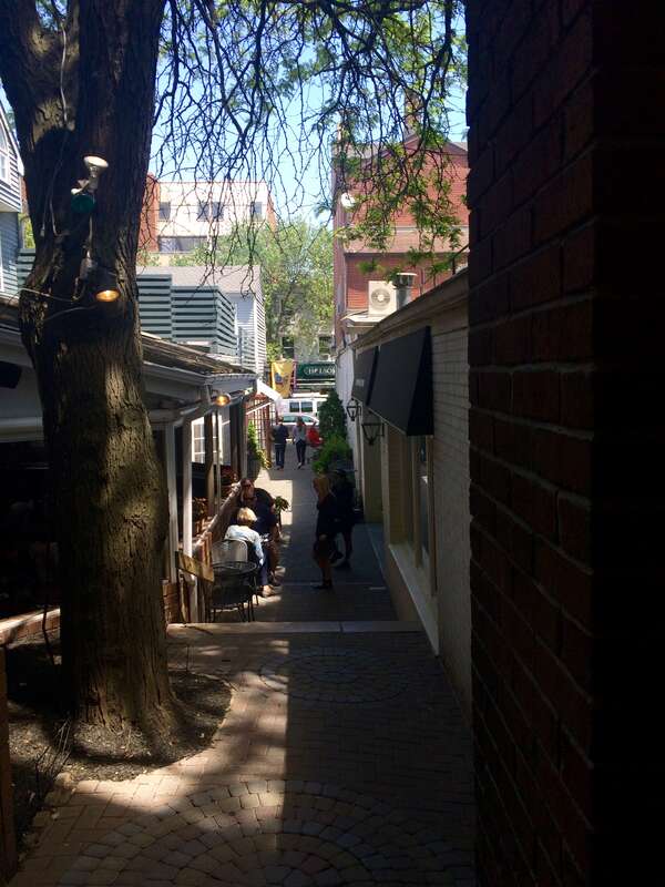 The alley, connecting Palmer Square to Witherspoon Street in Princeton, New Jersey.