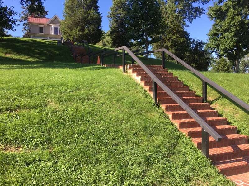 Brick stairs lead up a grassy hill to the Frederick Douglass House
Stairs leading up to the Frederick Douglass House
Keywords: nps; national park service; nace; national capital parks east; dc; district of columbia; washington; frdo; frederick