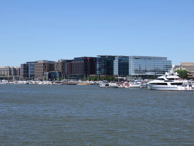 The Wharf development in Washington, DC viewed from the Potomac water taxi in 2019