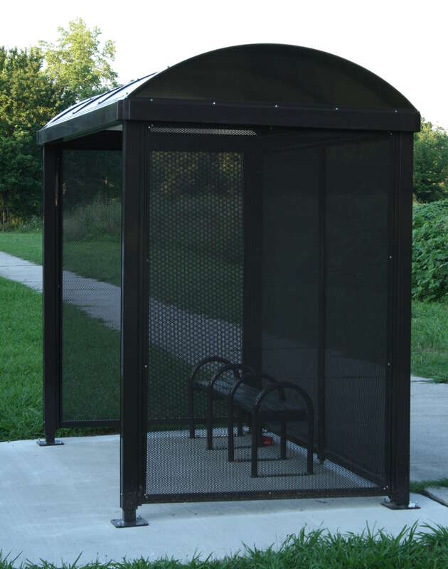 Moiré pattern in a bus stop structure on N Roxboro St in Durham, North Carolina.