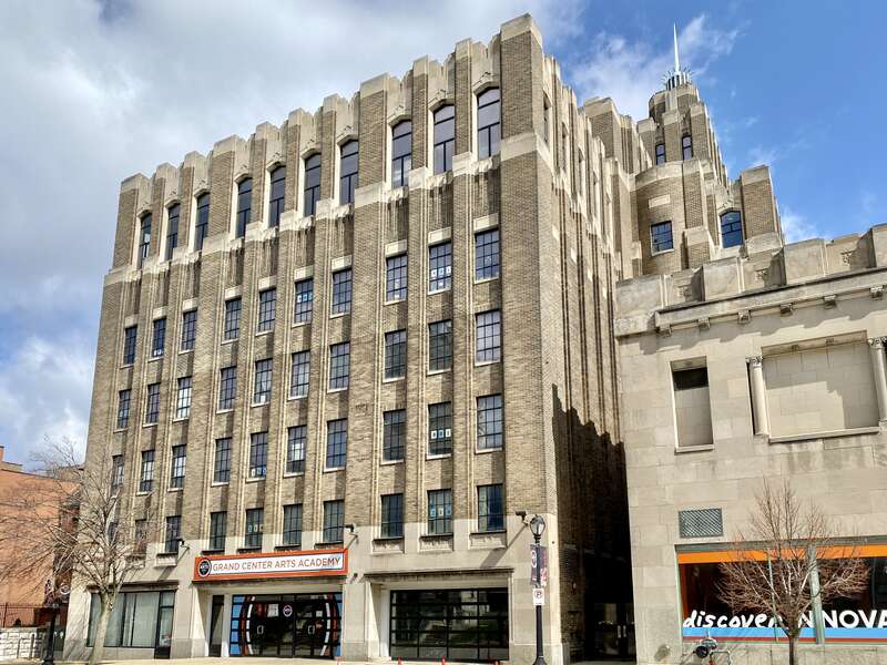 Built in 1925 and 1929, this Romanesque Revival building and Art Deco tower were constructed to house the headquarters of the Carter Carburetor Company and the Knights of Pythias Hall.  The buildings demonstrate the changing and contrasting aesthetic