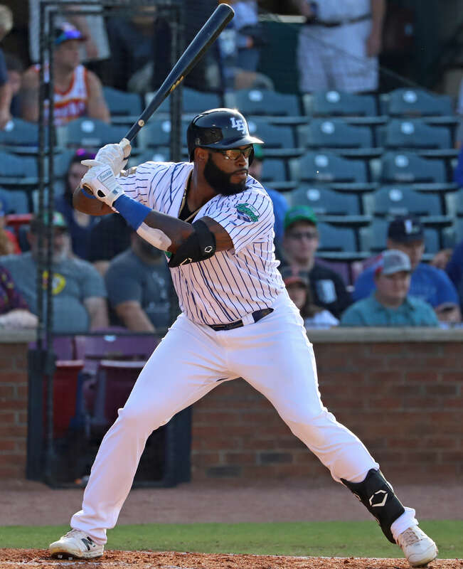 Courtney Hawkins bats for the Lexington Legends during a game at Whitaker Bank Ballpark in Lexington, KY on June 26, 2021