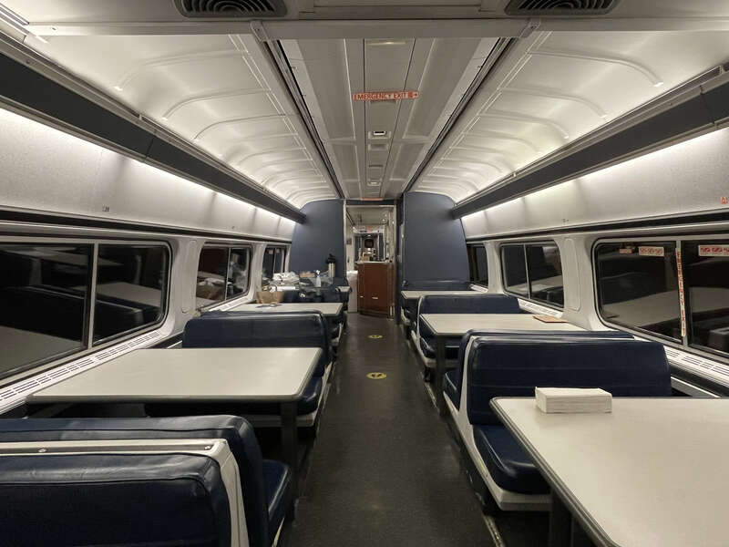 Dining car on Amtrak Cardinal