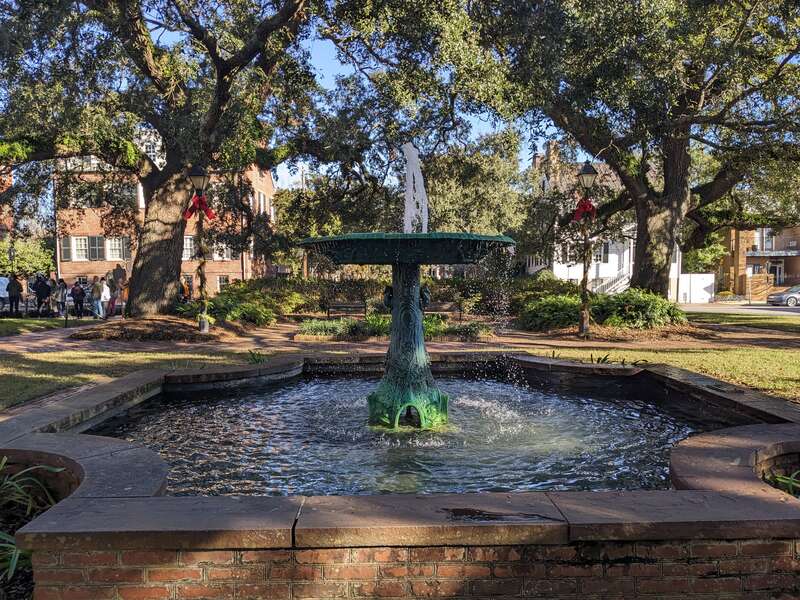Decorative fountain in Columbia Square, Savannah, Georgia