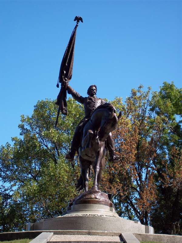 Statue of General John Logan in Grant Park, Chicago by Augustus Saint-Gaudens (d. 1907), dedicated 1897