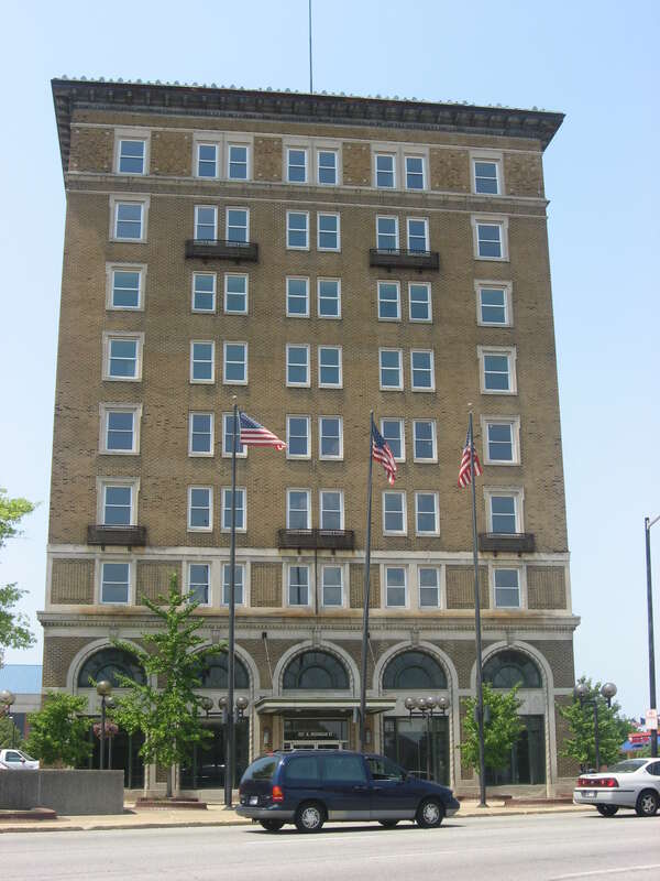 Front of the LaSalle Hotel, located at 237 N. Michigan Street in South Bend, Indiana, United States.  Built in 1921, it is listed on the National Register of Historic Places.
