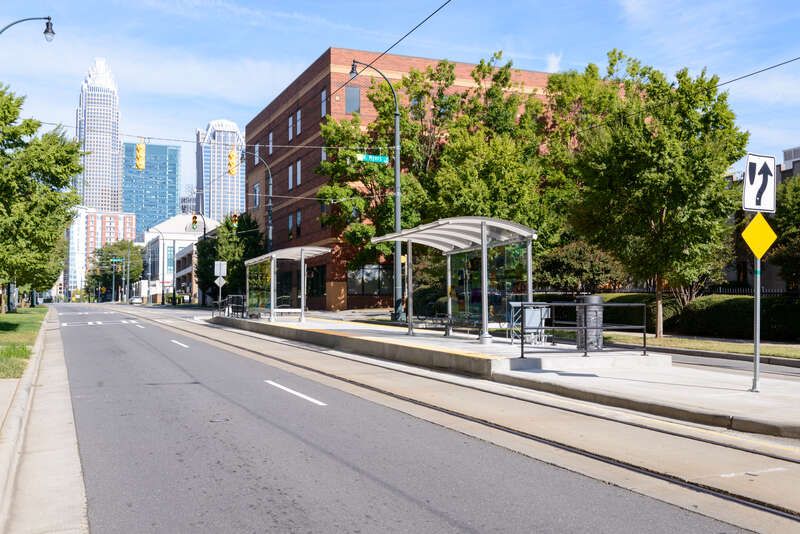 McDowell Street streetcar stop, facing northwest.