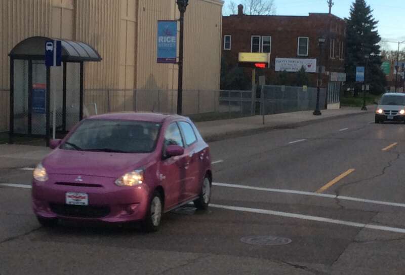A sixth-generation Mitsubishi Mirage. Photographed in St. Paul, Minnesota, United States of America.