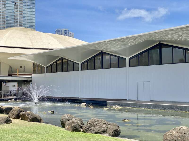 Completed in 1964, this Modern convention center was designed by Merril, Simms &amp;amp; Roehrig as part of a larger cultural and convention complex known as the Honolulu International Center until 1976, when it was renamed in honor of former Honolulu