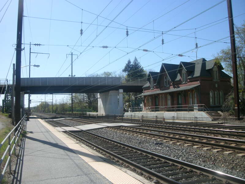 The Amtrak/SEPTA dual station in the city of Newark, Delaware as seen in early April 2012.