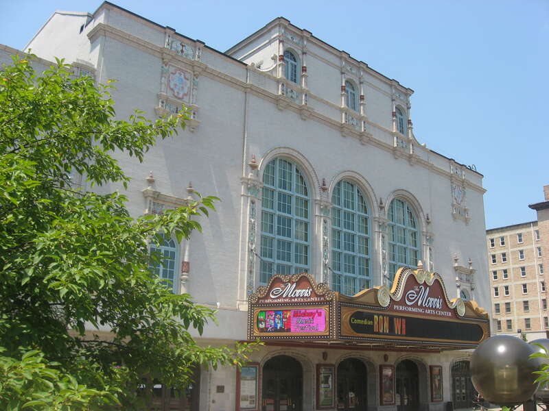 Front of the Palace Theater, now the Morris Performing Arts Center, located at 211 N. Michigan Street in South Bend, Indiana, United States.  Built in 1921, it is listed on the National Register of Historic Places.