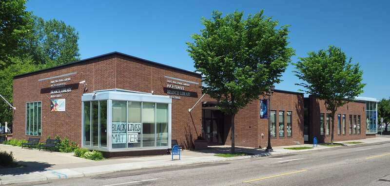 Rice Street Library, 1011 Rice St, St Paul, Minnesota, USA.  Viewed from the southeast.