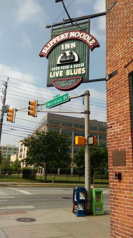 The Slippery Noodle Inn on Meridian Street in Indianapolis, Indiana. Established in 1850, it is the oldest continuously operating bar in the state.