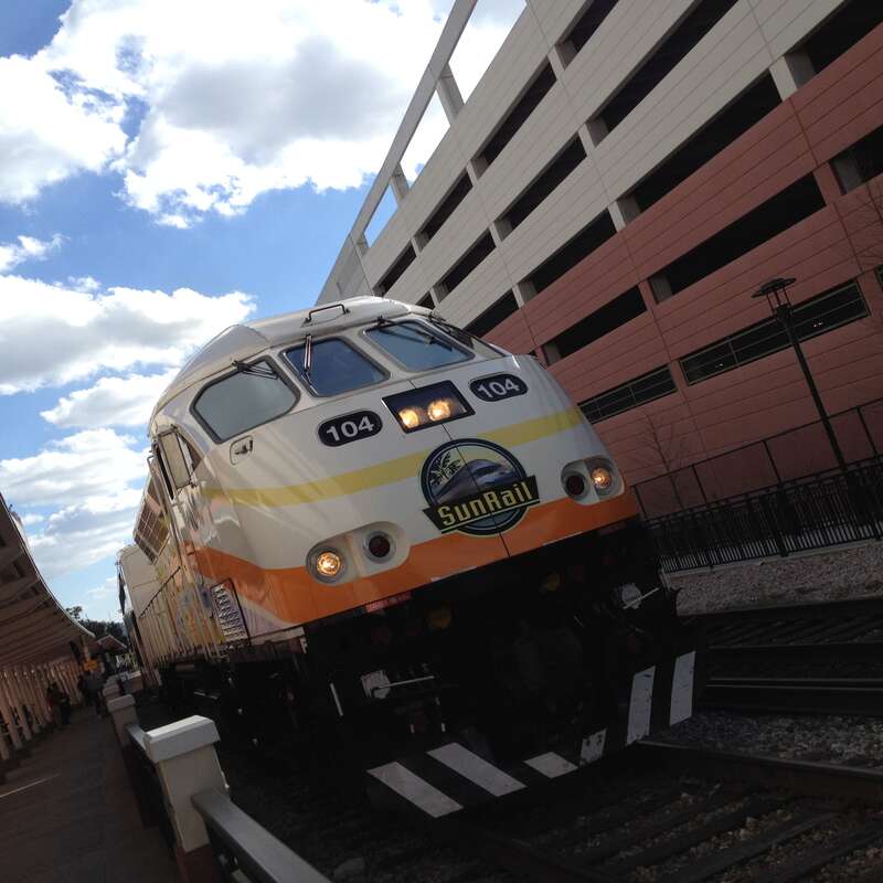 The SunRail commuter train departing the Florida Hospital station (Winter Park, Florida) on March 23, 2016.