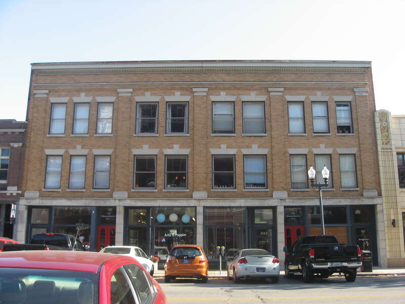 Front of The Massachusetts, located at 421-427 Massachusetts Avenue in Indianapolis, Indiana, United States.  Built in 1905, it is listed on the National Register of Historic Places, and it is part of the Massachusetts Avenue Commercial District, a