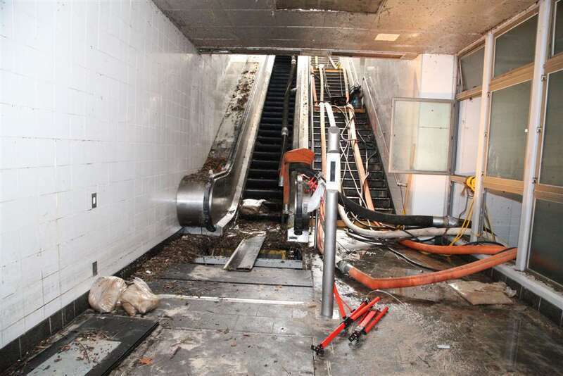 The South Ferry subway station was damaged by seawater flooding during Hurricane Sandy. Crews are working to restore the station by pumping out the seawater. 

Photo: MTA New York City Transit / Leonard Wiggins