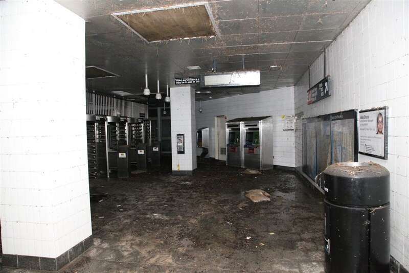 The South Ferry subway station was damaged by seawater flooding during Hurricane Sandy. Crews are working to restore the station by pumping out the seawater. 

Photo: MTA New York City Transit / Leonard Wiggins