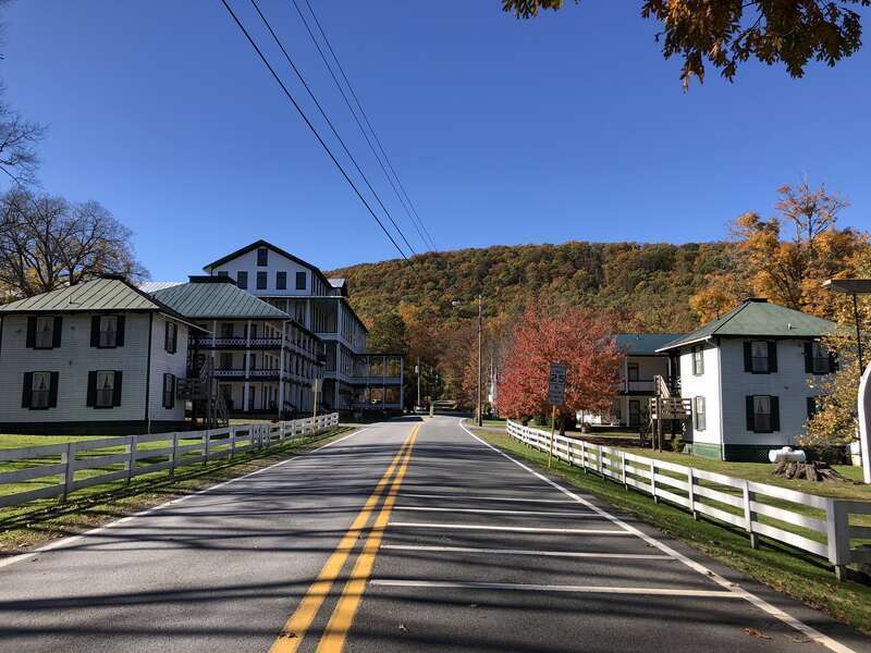 View west along Virginia State Route 263 (Orkney Grade) just west of Virginia State Route 610 (Orkney Springs Road) in Orkney Springs, Shenandoah County, Virginia