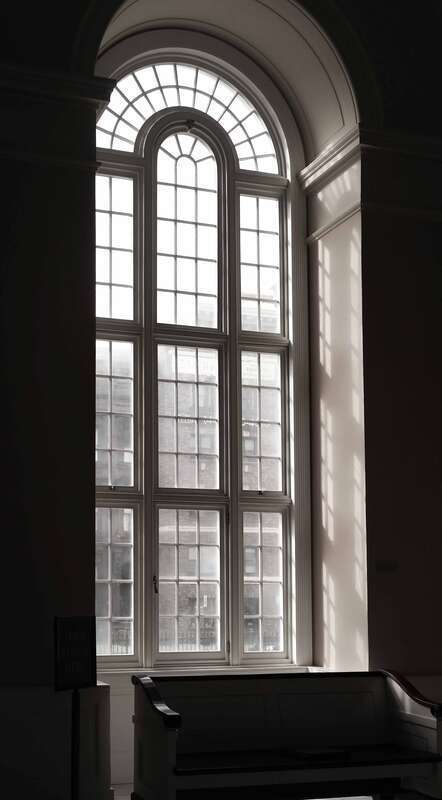 A window at the Basilica of the National Shrine of the Assumption of the Blessed Virgin Mary in Baltimore, part of the Cathedral Hill Historic District