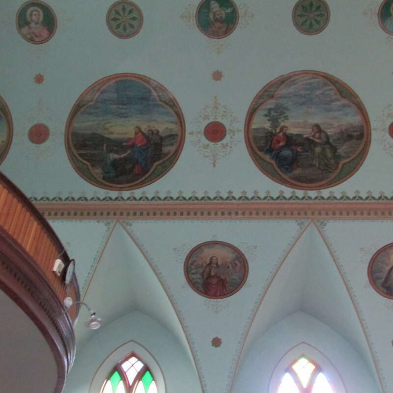 Frescos on the south ceiling of the nave, painted by Brother Joseph Carignano in 1890.