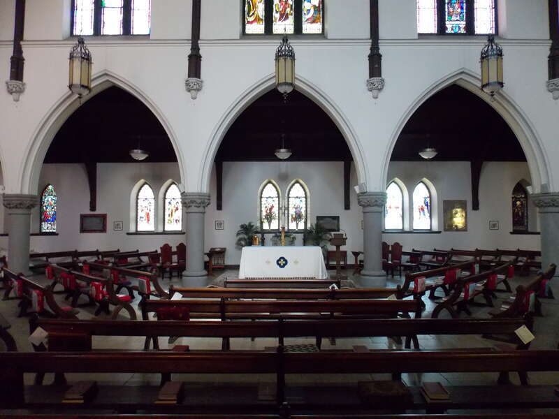 The altar interior of the Cathedral Church of St. Luke in Portland, Maine.