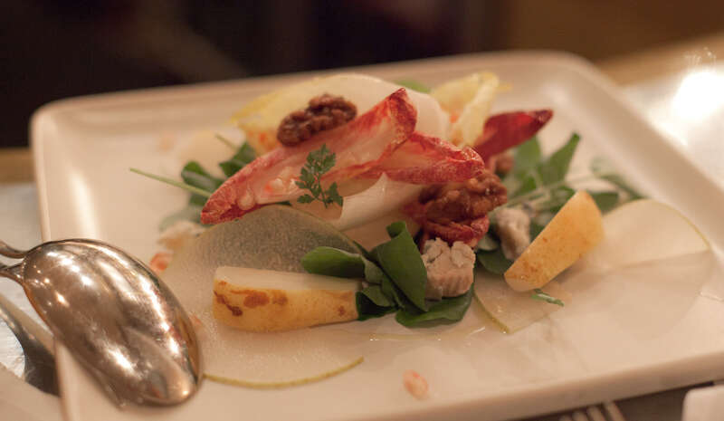 Pears, candied walnuts, gorgonzola dolce, white verjus vinaigrette.