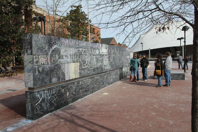 Photograph of the Free Speech Wall in Charlottesville, VA taken using a Canon EOS REBEL T2i