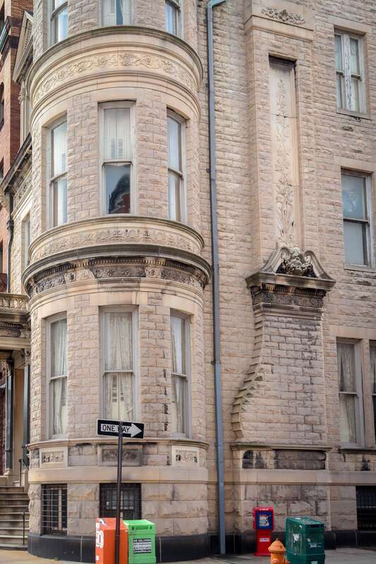 Details of the Graham-Hughes House in Baltimore's Mount Vernon Place Historic District.