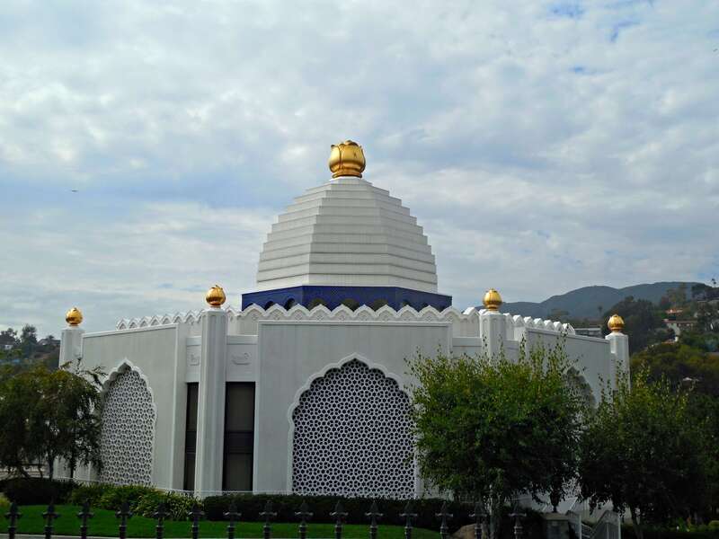 Self-Realization Fellowship Lake Shrine Temple built in 1996 on the Pacific Palisades, Los Angeles, California, United States.