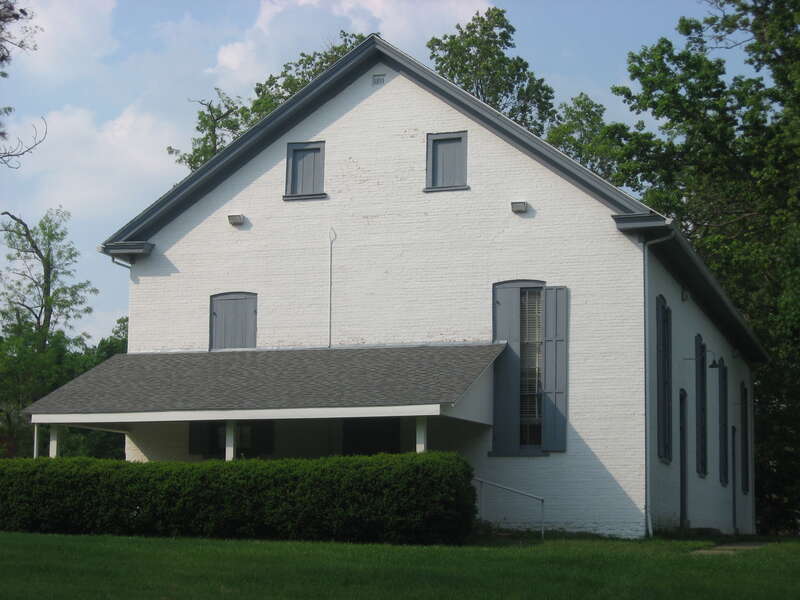 Front of the Religious Society of Friends meeting house in Waynesville, Ohio, United States.  The church is part of the Miami Monthly Meeting Historic District, a historic district that is listed on the National Register of Historic Places.
